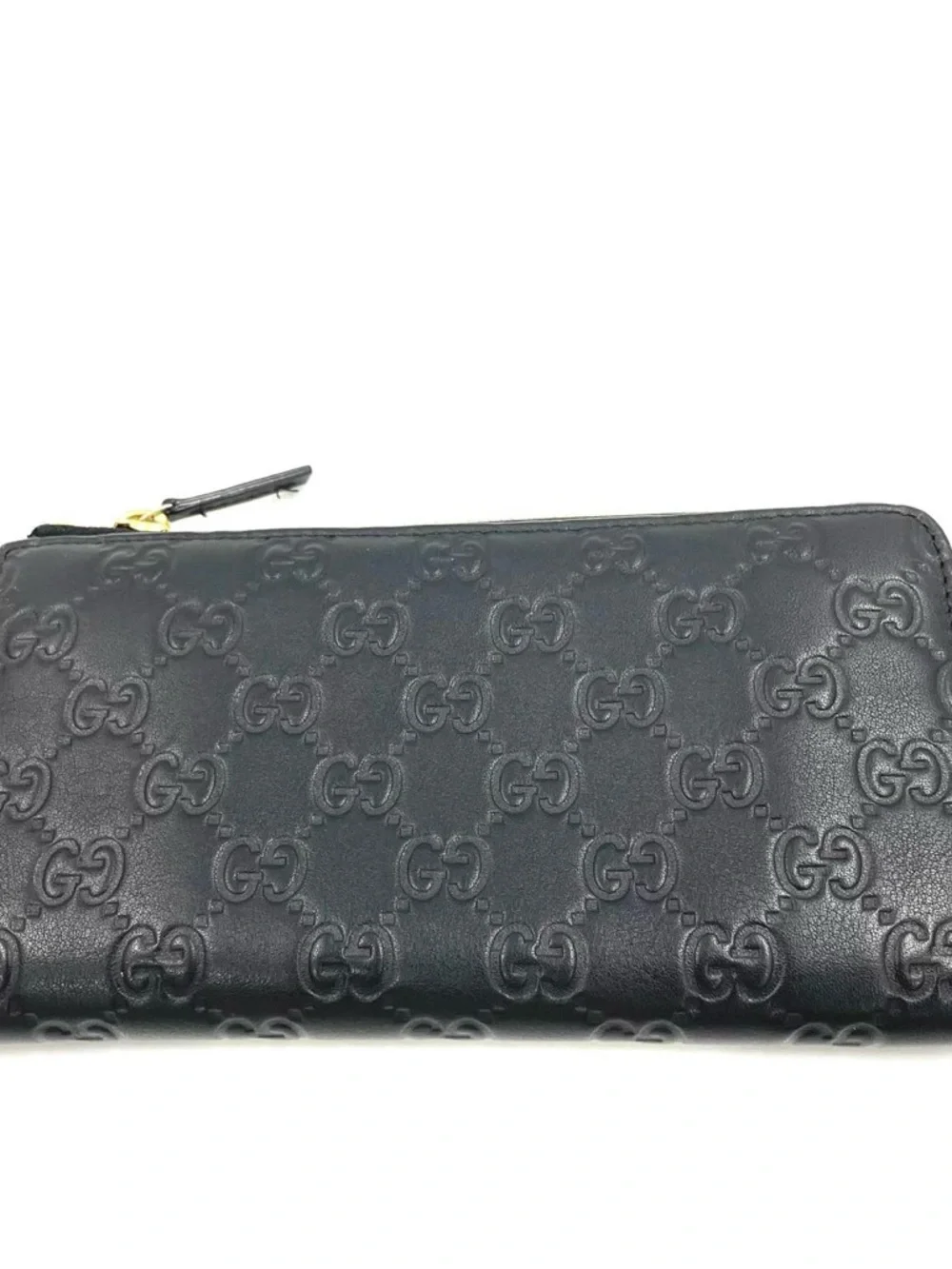 Gucci Black‎ Guccissima Leather Continental Wallet 12 Card Slots Zip Coin Pocket